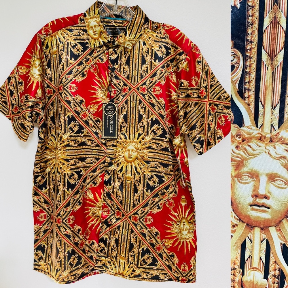 BAROQUE GOLD Unique NWT Wearable Art MEDUSA Status ITALIAN Style SHIRT Small